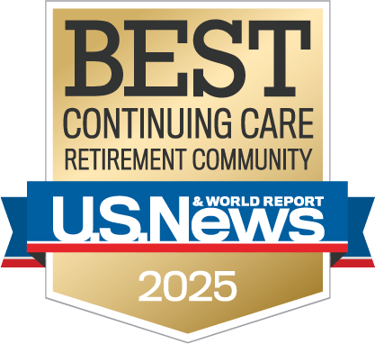 U.S. News 2025 Best Continuing Care Retirement Community award badge earned by Arrow Senior Living communities for excellence in senior care.